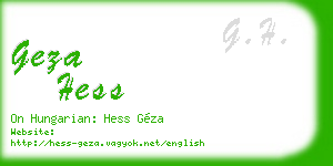 geza hess business card