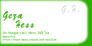 geza hess business card